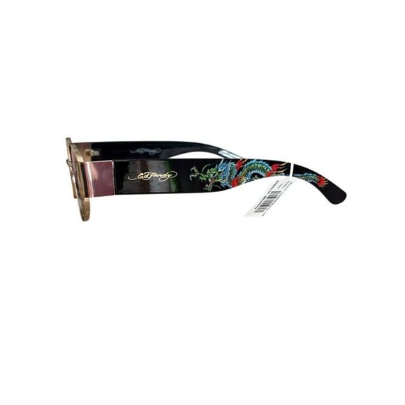 NWT ED HARDY Tattoo Art Sunglasses Dragon Ed-Annunciation BLK BLUE GOLD 100% UV - Picture 14 of 16